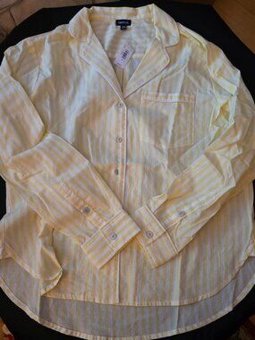 🌼 GapBody 2-Piece Cotton Pajama Set | Yellow & White Stripe | Size S | NWT